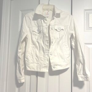 LuLaRoe White Denim Jacket Women's S Soft Brushed Fabric Silver Buttons Pockets